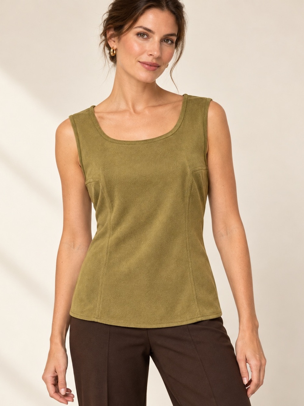 Double D Ranch Vegan Suede Olive Green Top M